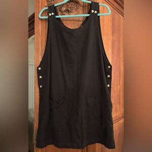Vintage Spiegel Linen Black Sleeveless Jumper Dress